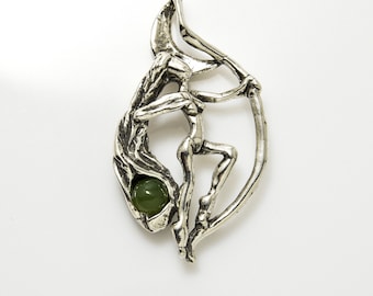 Artemis Goddess Pendant in Sterling Silver