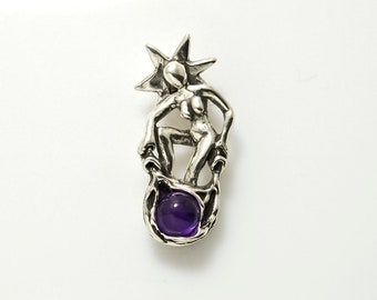 XVII  Star Tarot Figure Pendant in Sterling Silver