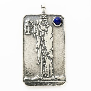 IX  Hermit Tarot Pendant Large in Sterling Silver