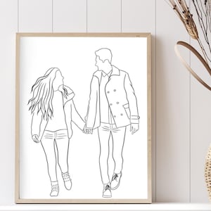 Personalized line drawing from photo, Custom family outline portrait, Couple one line art commission, Annniversary gift, Faceless portrait