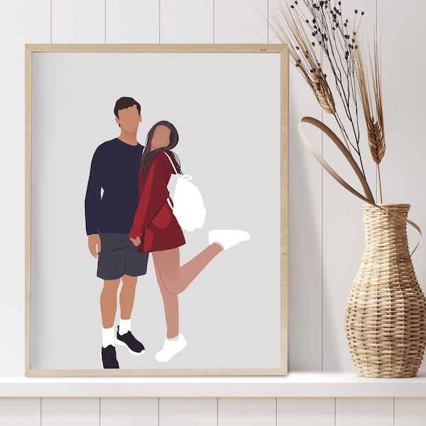 Faceless best friend portrait from photo - Best friend gift idea - Couple Drawing from photo - Friendship gift  idea - Gift for her