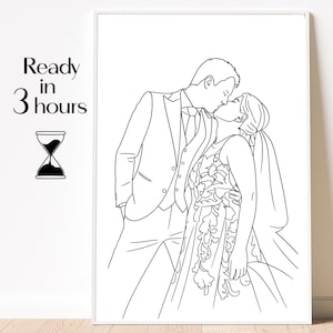 Portrait from Photo, Custom Family Outline Drawing, Couple One Line Art Commission, Personalized Anniversary Gift, Faceless Portrait