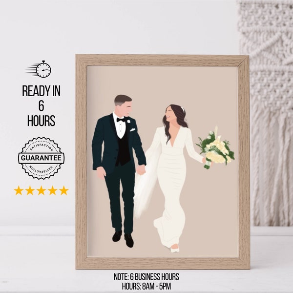 Kundenspezifische gesichtslose digitale Zeichnung vom Foto mit Hintergrund | Hochzeit digitale Illustration | Personalisiertes Jubiläumsgeschenk | Paar Porträt