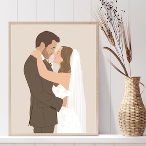 Custom faceless digital drawing from photo with background | Wedding digital illustration | 2th anniversary gift | Couple portrait