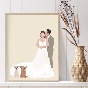 Couple and dog portrait from photo Couple with pet custom drawing Personalized anniversary gift Gift for pet parents Pet mom gift image 5