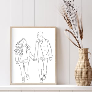 Personalized line drawing from photo, Custom family outline portrait, Couple one line art commission, Annniversary gift, Faceless portrait