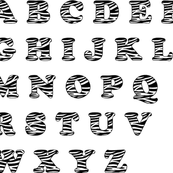 zebra svg alphabet font zebra digital cut file letters zebra vinyl cut file download letters zebra svg font alphabet letters cut file