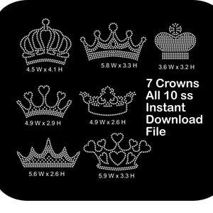 rhinestone crown template bling crown template rhinestone instant download pattern bling crown instant download DIY template crown bling