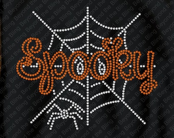 Rhinestone Spider Web Halloween T-Shirt: Spooky Bling Tee