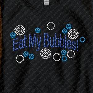 Rhinestone swim team eat my bubbles bling shirt, rhinestone swim t-shirt, swimming and diving bling tee