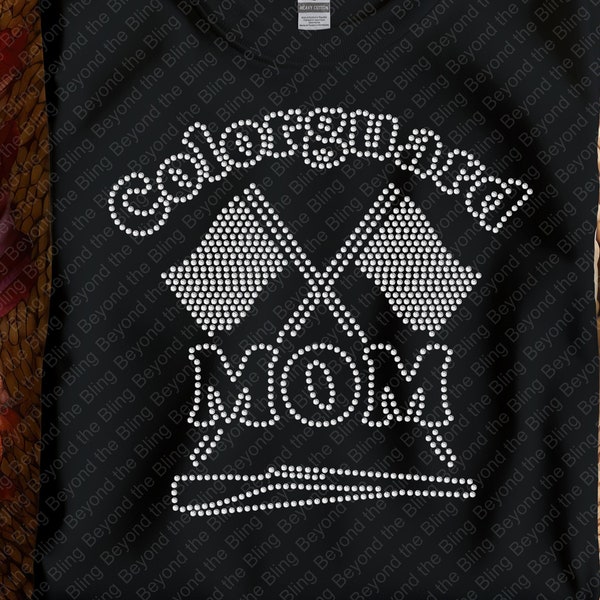 Rhinestone Colorguard Mom bling shirt, rhinestone colorguard mom t-shirt, color guard mom
