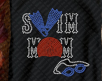 Rhinestone Swim Mom Bling Shirt