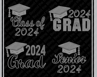 Rhinestone graduation instant download SVG, Class of 2024 bling design, DIY graduation senior instant download SVG file, rhinestone download