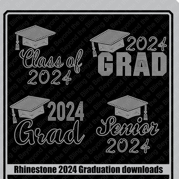 Rhinestone graduation instant download SVG, Class of 2024 bling design, DIY graduation senior instant download SVG file, rhinestone download
