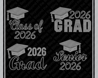 Rhinestone graduation senior class of 2026 bling SVG instant download