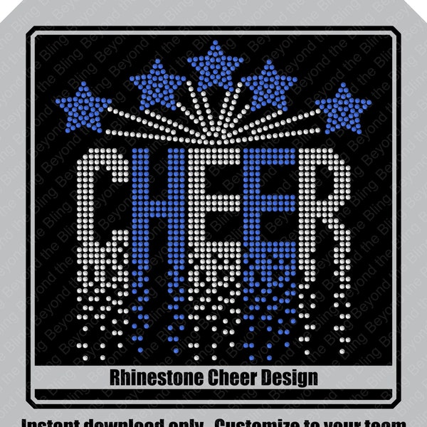 Rhinestone cheer instant download SVG, cheerleader bling design, DIY dripping cheer with shooting stars instant download SVG file