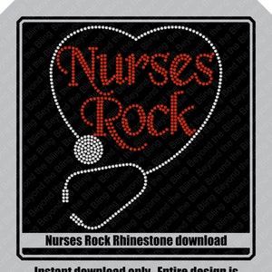 rhinestone RN nurse instant download bling SVG file, Rhinestone nurses rock RN svg download
