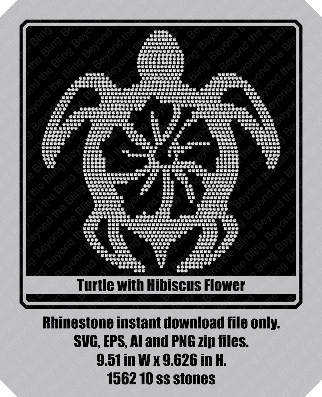 Turtle Shell Bling Rhinestone Tropical Turtle Hibiscus Bling Cutout SVG (digital Download ...