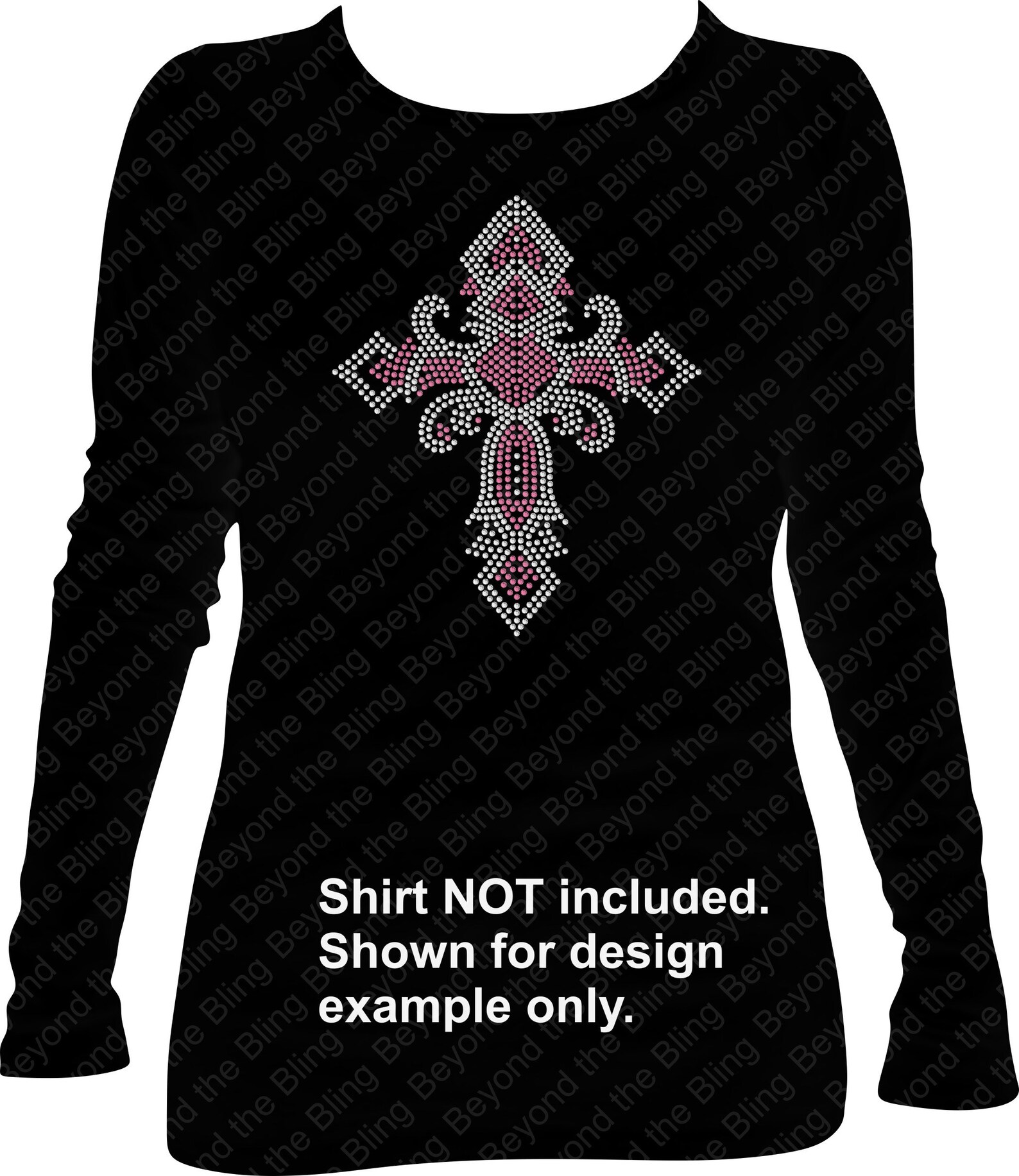 Rhinestone Cross SVG Bling Template: Two-color Scroll Design (digital ...