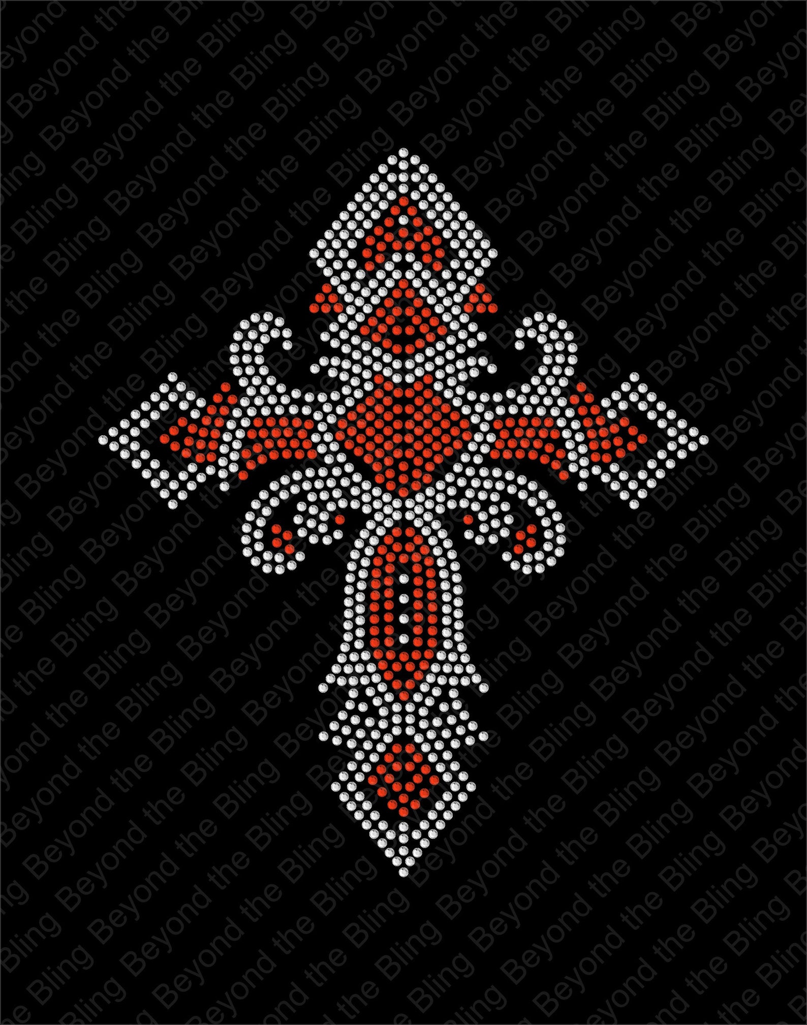 Rhinestone Cross SVG Bling Template: Two-color Scroll Design (digital ...