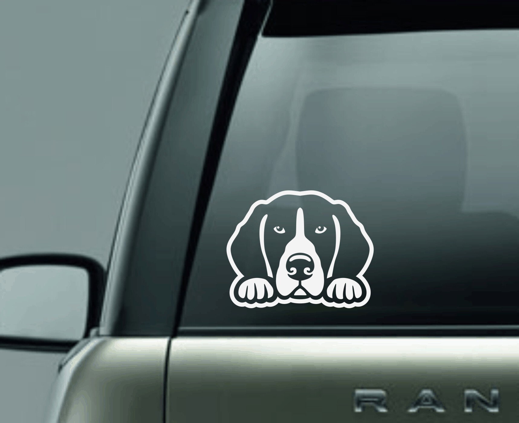 Peeking Dog Car Window Decal, Vinyl Car Window Decal, Basset Hound
