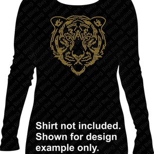 Tiger head rhinestone download template DIY Tiger head rhinestone bling template transfer Tiger school team mascot wild animal download image 2