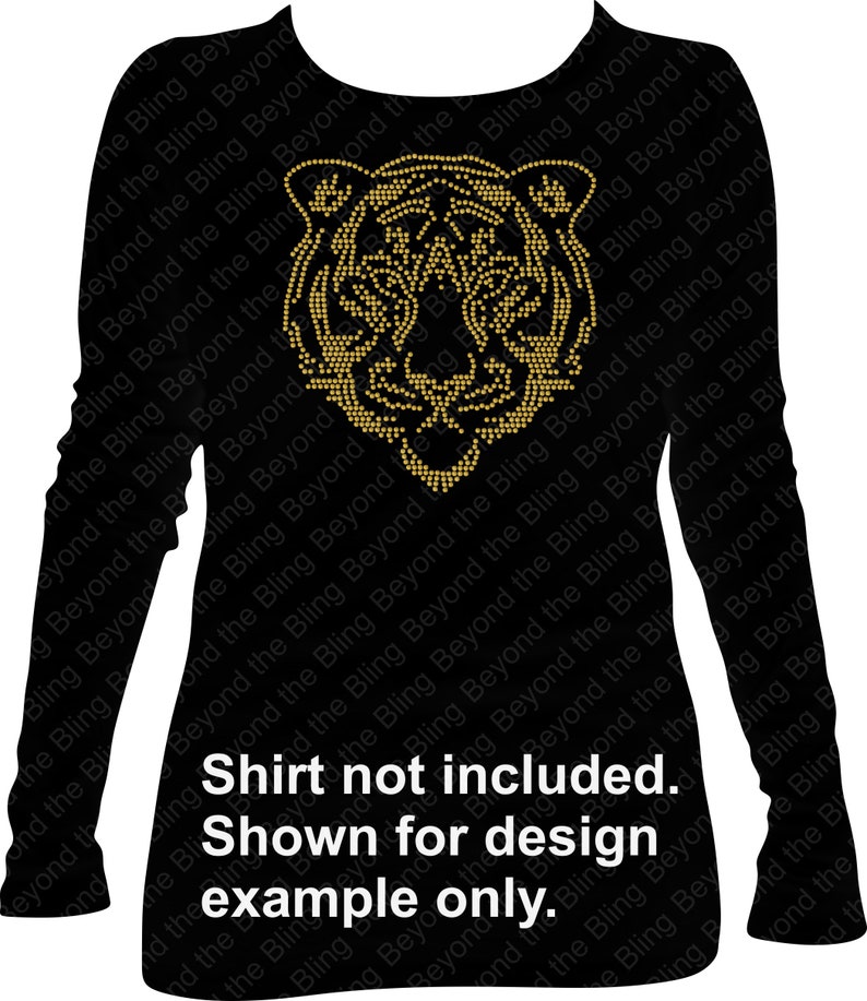 Tiger head rhinestone download template DIY Tiger head rhinestone bling template transfer Tiger school team mascot wild animal download image 2