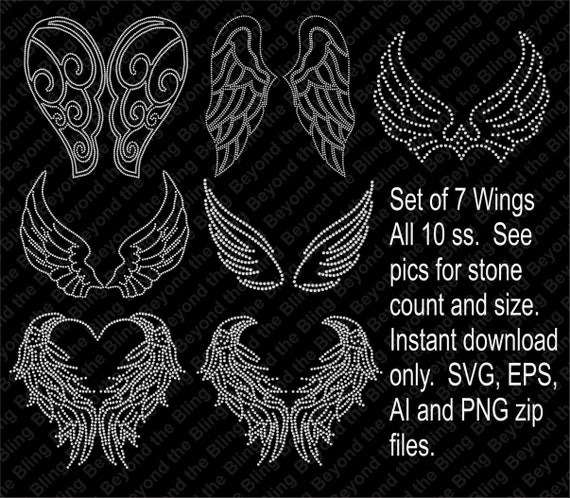 Rhinestone Angel Wings Instant Digital Download SVG, Bling Angel Wings  File, Open Angel Wings Svg Rhinestone Download Design - Etsy