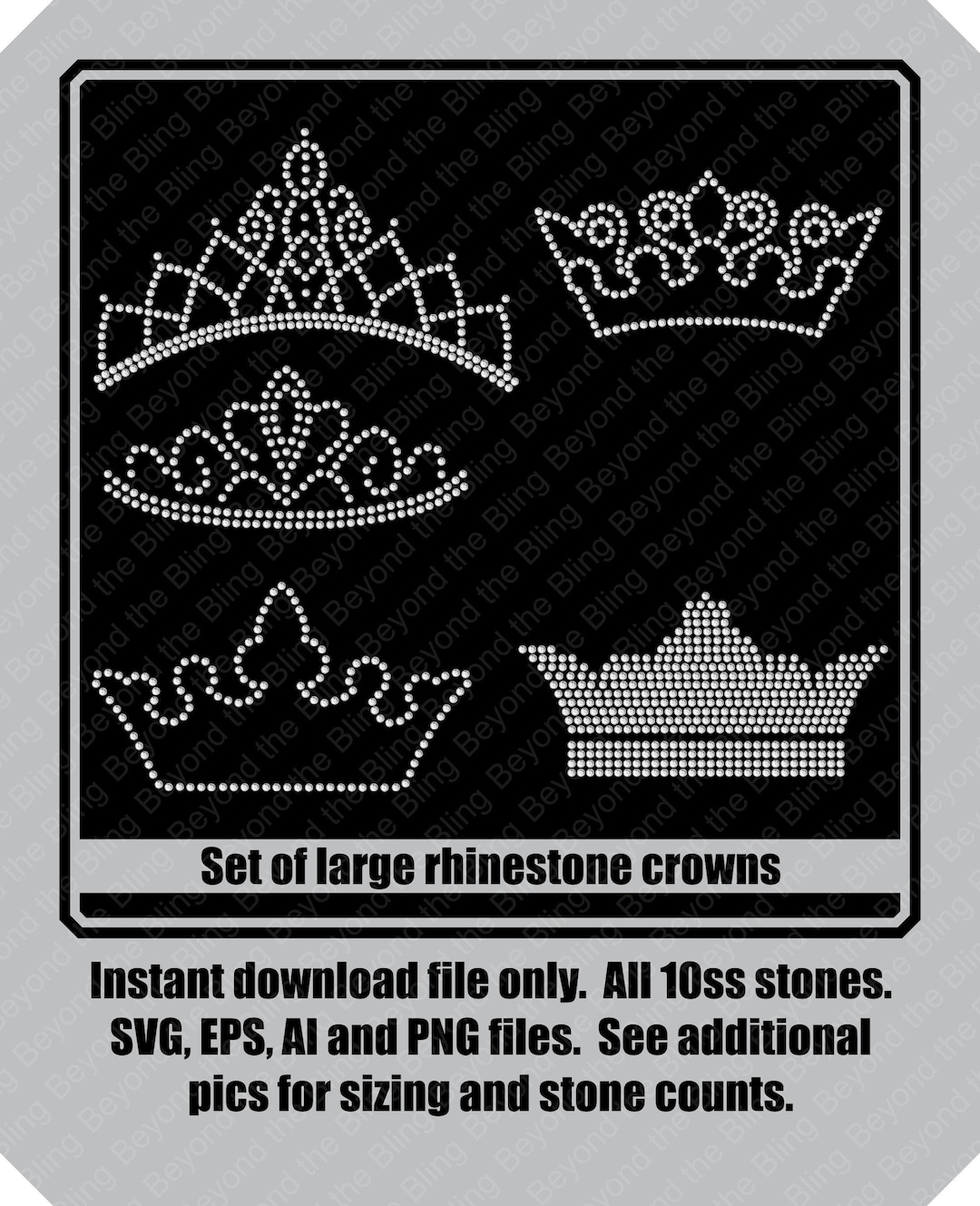 Rhinestone Crown SVG Bling Bundle: DIY Bling Template (digital Download ...