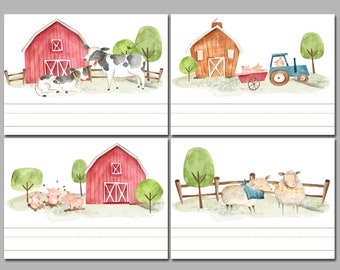 Four Name Tracing Worksheets  //Personalized // On the Farm