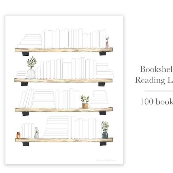 Bookshelf Reading Log // 100 Books // Print