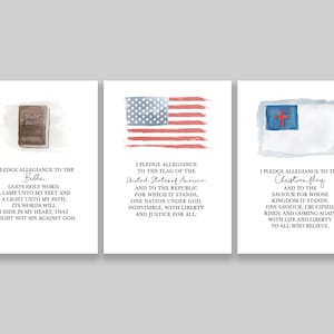 Treueschwur-Druck-Bundle // USA, christliche Flagge und Bibel