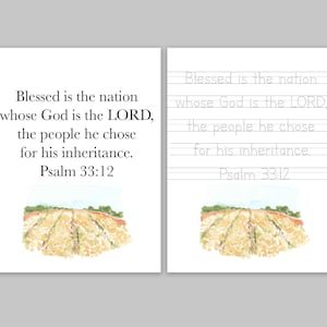 Psalm 33:12 Handwriting Worksheet
