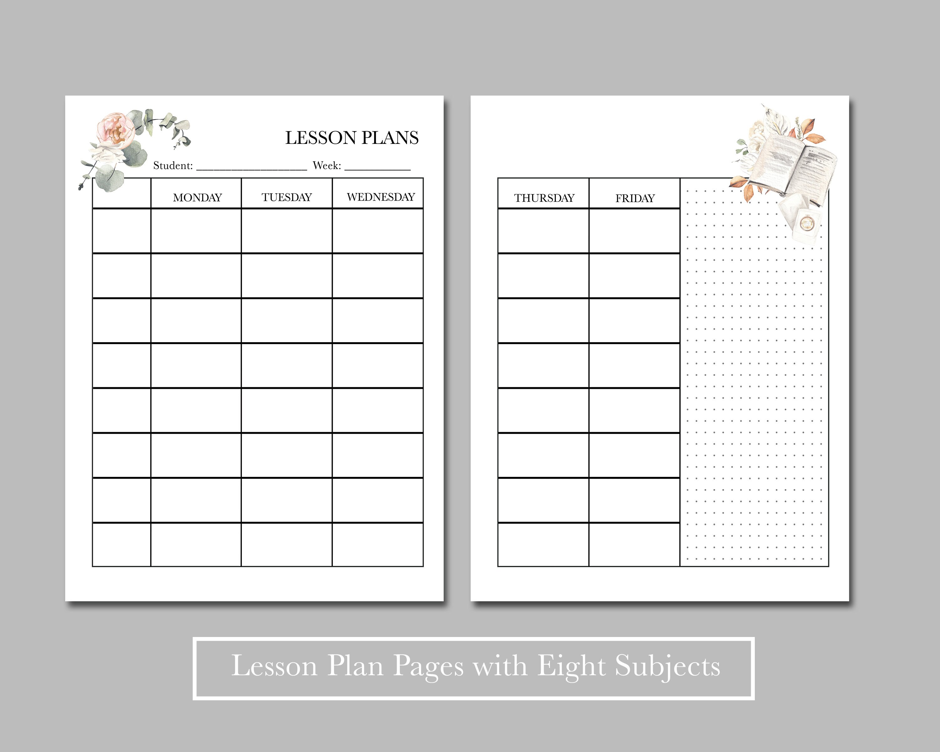 Side-by-side Lesson Plan Pages // Three Versions - Etsy
