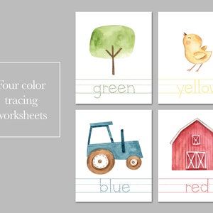 Numbers and Colors Tracing Worksheets