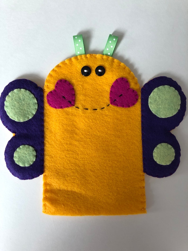 Elephant, Bumblebee & Butterfly Felt Hand Puppets, Hand Puppet, Felt Puppet, Children's Puppet, Animal Puppet, Insect PuppetMontessori Toy image 7