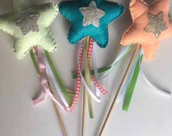 Felt Fairy Wand, Felt Wand, Magic Wand, Star Wand, Glitter Wand, Princess Wand, Children's Dress Up, Pretend Play, Imaginative Play,