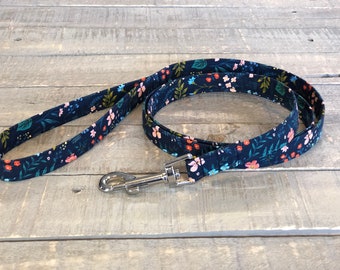 Navy Flower Dog Leash, Floral Dog Leash, Girl Dog Leash, Summer Dog Leash,  Rifle Paper Co. Dog Leash, Dog Leash, Dog Lead