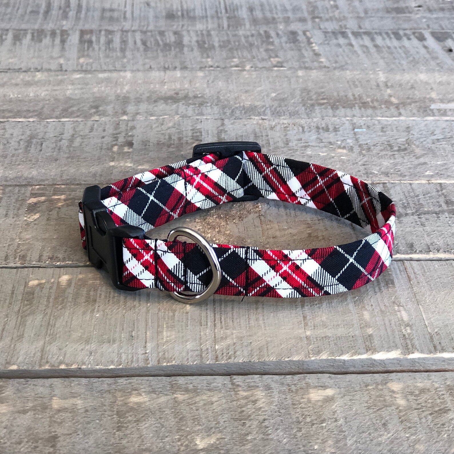 Plaid Dog Collar Black and Red Dog Collar Spring Dog Collar Etsy