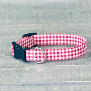 Gingham Dog Collar, Pink, Red, White, Dog Collar, Girl Dog Collar, Dog Collar, Picnic Print Dog Collar