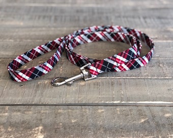 Plaid Dog Leash, Black and Red Dog Leash, Designer Dog Leash, Dog Lead
