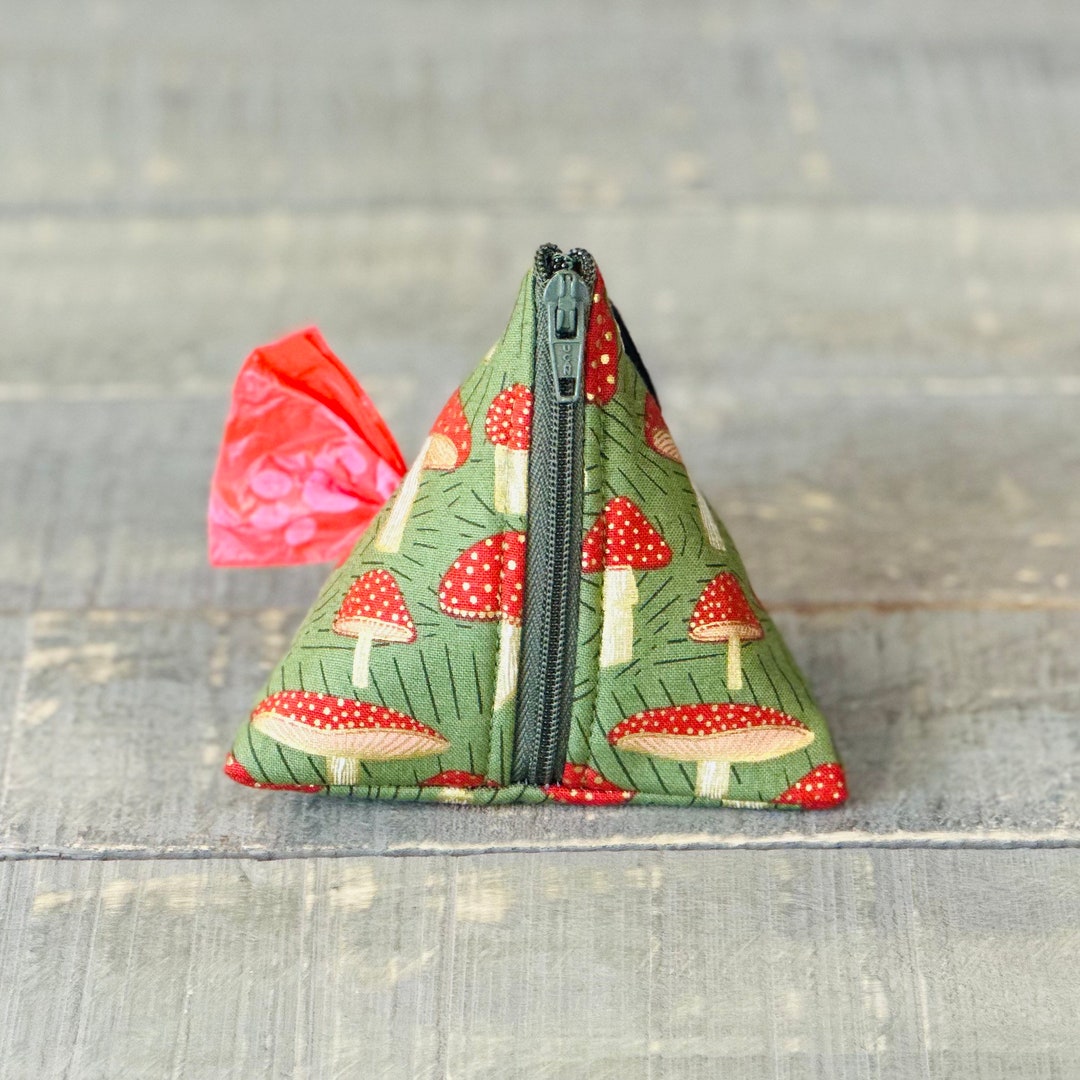Mushroom Dog Poop Bag Dispenser, Green, Rust, Gold, Mushroom, Dog Poop