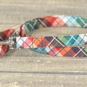 Plaid Dog Leash, Orange, Brown, Teal, White, Plaid Dog Leash, Dog Leash, Dog Lead, Summer, Fall
