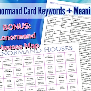 Significato delle parole chiave di Lenormand per principianti + BONUS Foglio riassuntivo e quaderno di esercizi della mappa delle case di Lenormand in formato PDF stampabile per divinazione, grimorio o BOS