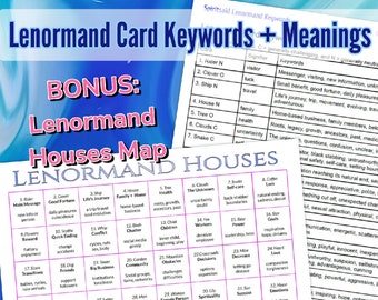 Lenormand Card Meanings Keywords & Houses Map (Printable PDF)