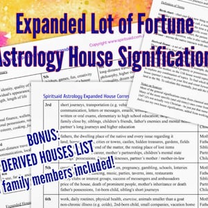PDF Astrology EXPANDED HOUSE Significations Lot of Fortune Natal Chart Horary + Bonus Derived Houses Printable Cheatsheet Grimoire Bos