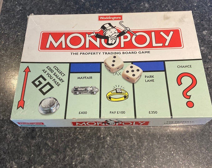 Vintage Board Game. 1990s  Monopoly Board Game. 1990s retro game. Family game. Property trading board game