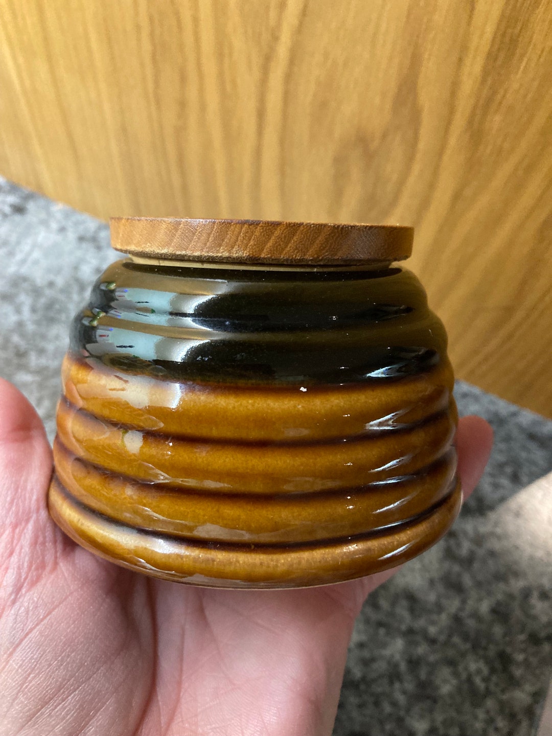 Vintage Buchan Pottery Honey Jar. Portobello Scotland. Stoneware Honey