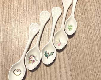 Vintage Floral Porcelain Teaspoons: Boxed Set Collectible Teatime