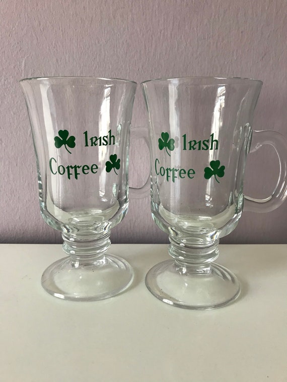 A Pair of Irish Coffee Glass Mugs. Stemmed Irish Coffee Etsy